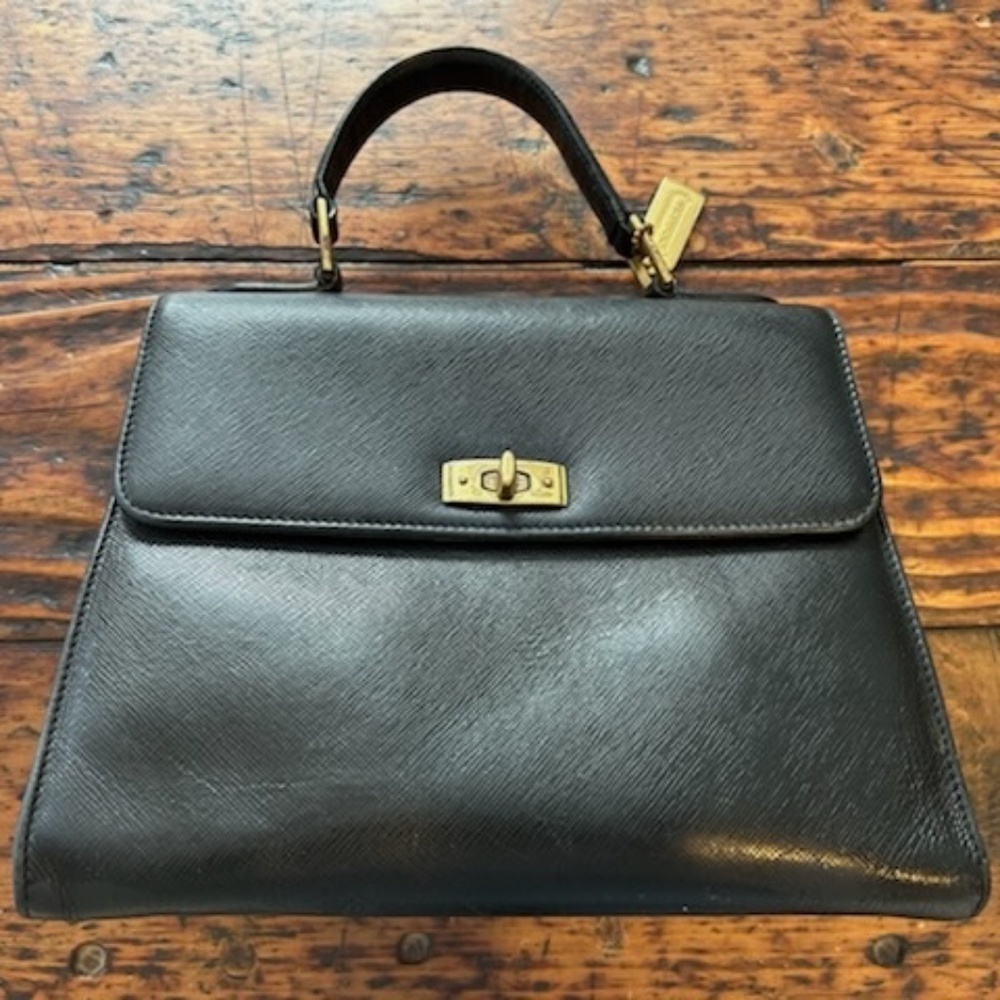 Coach Gramercy Turn Lock 18E-7002 Rare Vintage Black Top Handle Bag